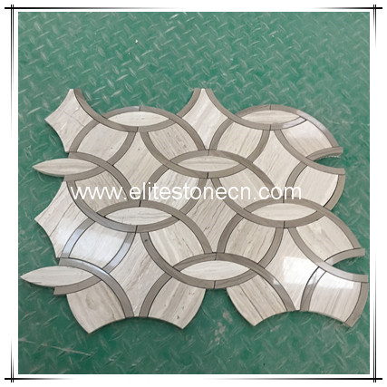 ES-H38 Waterjet Mosaic Tile Bubble Round Gray Wood Marble Mosaic Stone Wall tiles