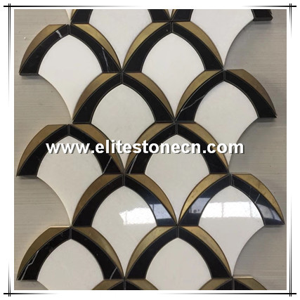 ES-W289 Thassos White Marble Fish Scale Fan Shaped Mosaic Backsplash Tile