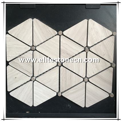 ES-H39 Triangle shaped mosaic grey wood grain marble tile