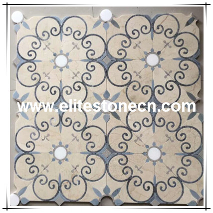 ES-A18 Crema Marfil Marble Diamond Shaped Mosaic Tiles For Bathroom Walls And Backsplash