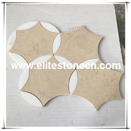 ES-A16 Crema Marfil Marble Waterjet Mosaic Floral Pattern for home