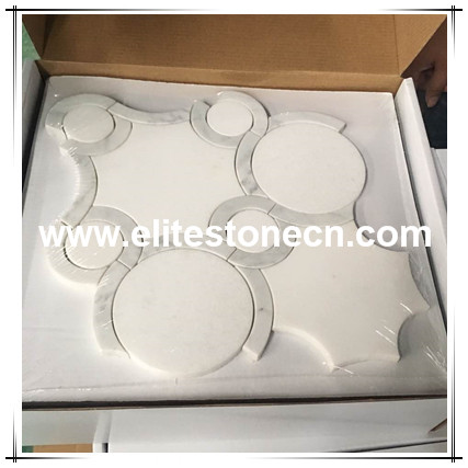 ES-W64 White Thassos Mix Milano Gray Hexagon White Marble Mosaic
