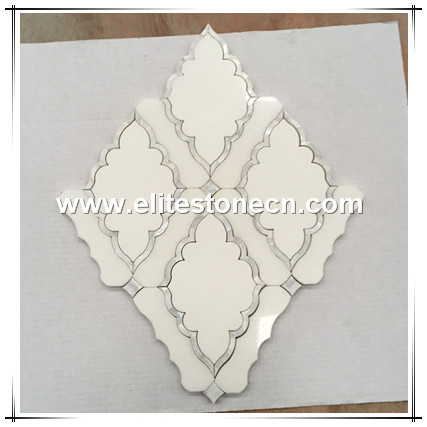 ES-W294 Thassos White Marble Mix White Shell Mosaic Bathroom Decorative Wall Tiles