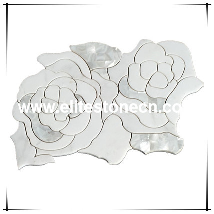 ES-W297 Thassos White Mixed Flower Marble Mosaic Tile