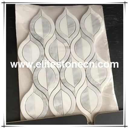 ES-W301 Bianco White Marble Leaf Shape Mosaic For Wall Decoration Bathroom