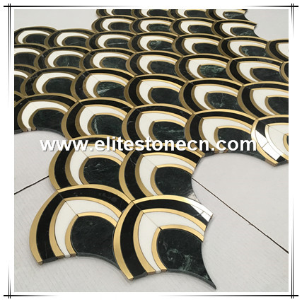 ES-W304 White Color Marble Mosaic Fan Shaped Fish Scale Mosaic Tile For Sale