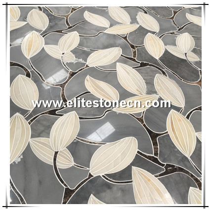 ES-W305 China factory High Quality For Background Decoration White marble mosaic leaf shape mosaic tile
