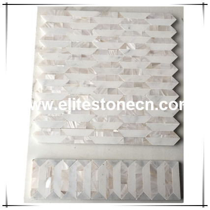 ES-W308 White fresh water shell mosaic mixed white marble mosaic tile