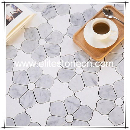 ES-T62 polished flower mosaic water jet marble mosaic wall tile