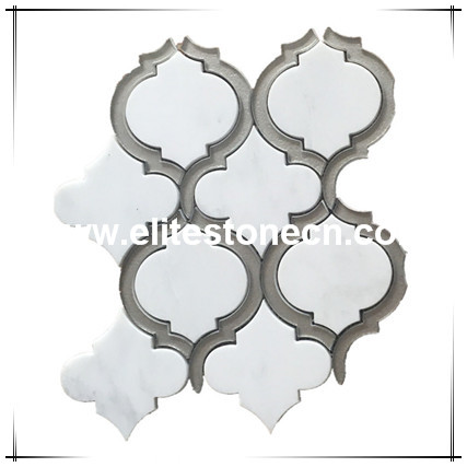 ES-W309 Wholesale China Products Marble Glass Lantern Pattern Water Jet Mosaic Waterjet Art