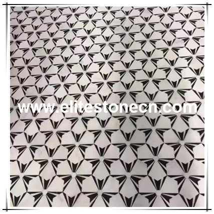 ES-W310  Black And White Marble Mosaic Hexagon Floor Tile