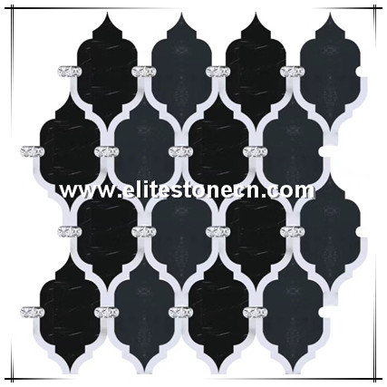 ES-W314 Wall Decor Natural Stone Lantern Water Jet Cutting Marble Design Tile Waterjet Marble Wall Tile