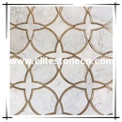 ES-W313 Kitchen Backsplash Bianco Carrara Marble Waterjet Mosaic Tile Price