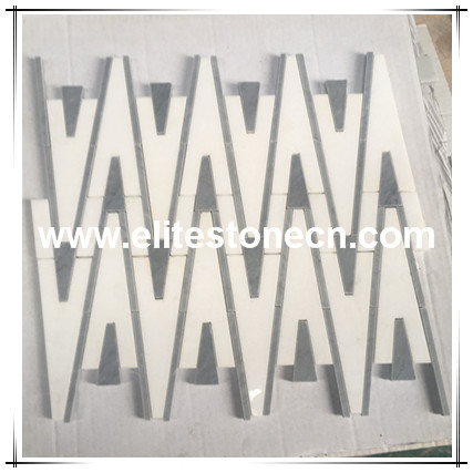ES-W315 White Marble Waterjet Mosaic Bathroom Floor Tile