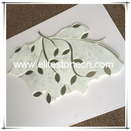 ES-W317 Waterjet carrara leaf shaped mosaic kitchen marble tile backsplash usa