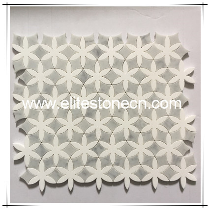 ES-C72 Flower Diamond Grey mix white marble mosaic For Kitchen Wall Floor