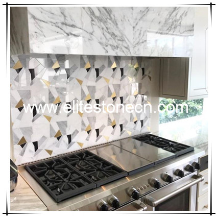 ES-W46 Classic tile flooring brass tile inlay with marble waterjet mosaics