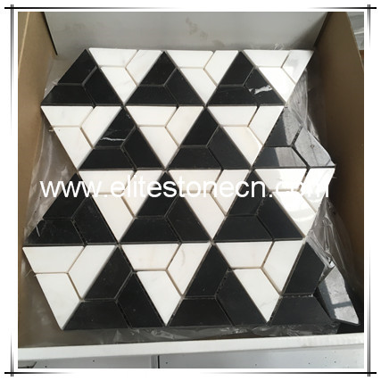 ES-N19 Special Hexagon Waterjet Black And White Marble Mosaic