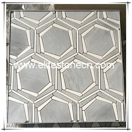 ES-W324 Polished Large Grey And White Hexagon Marble Mosaic Tiles Price