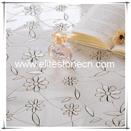 ES-W327 White Flower Waterjet Marble Tiles Design Floor Pattern
