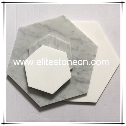 ES-T68 White Thassos Mosaic Bathroom Hexagon Marble Wall Floor Tile