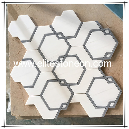 ES-D14 white hexagon bathroom marble mosaic wall tile for living room wall decoration