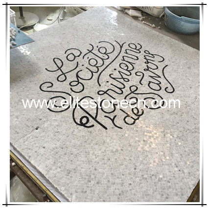 ES-L08 Inlay tile square mosaic floor patterns marble waterjet medallion