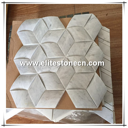 ES-C75 polished cube 3d Italian carrara hexagon white marble mosaics and tiles for kitchen