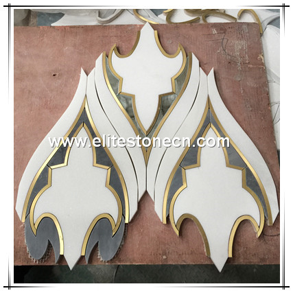 ES-W336 grey white marble accent tile kitchen backsplash bathroom walls marble waterjet mosaic