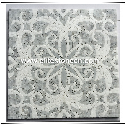 ES-C76 Italy Bianco Carrara White Marble Polished Flower Design Mosaic Pattern Tile