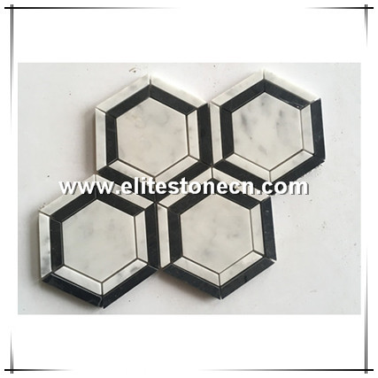 ES-C78 Carrara white Marble hexagon mosaic marble mosaic tile for bathroom tiles