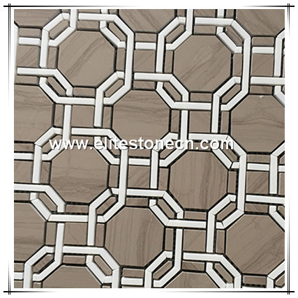 ES-H41 Decorative wall wood marble tiles marble waterjet mosaic