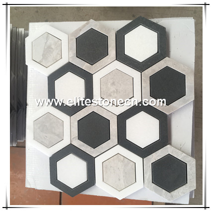 ES-W339 Personal design irregular marble hexagon stone mosaic for bathroom or wall decoration