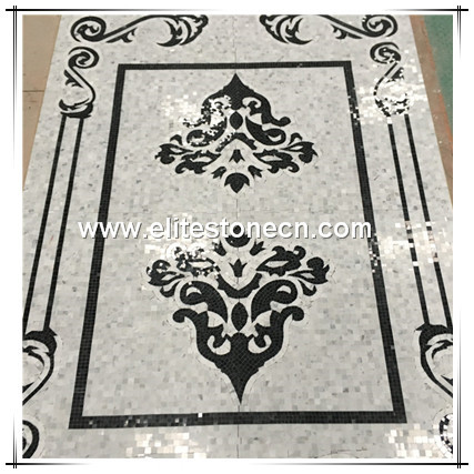 ES-L09 luxury marble waterjet mosaic flower designs floor medallion