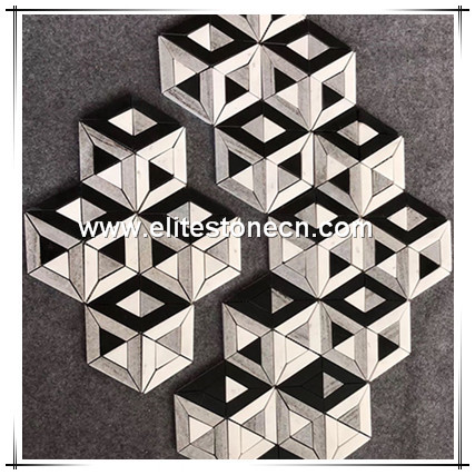 ES-W355 Wall Hexagon Polished Marble Tile Factory Supplies Mosaic