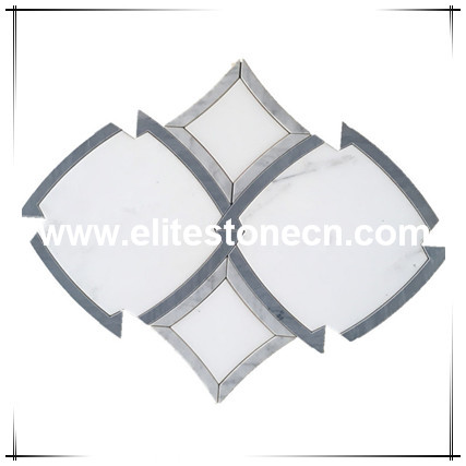ES-W230 Bathroom use square shaped marble cnc waterjet tile in mosaic