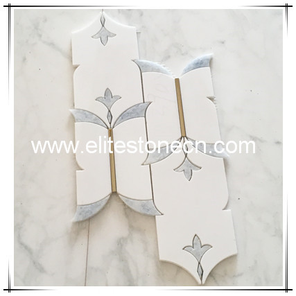 ES-K09 Color mixed white thassos marble mosaic bathroom tiles border design