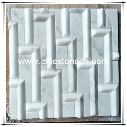 ES-C81 polished 3d carrara white marble mosaic for wall decoration