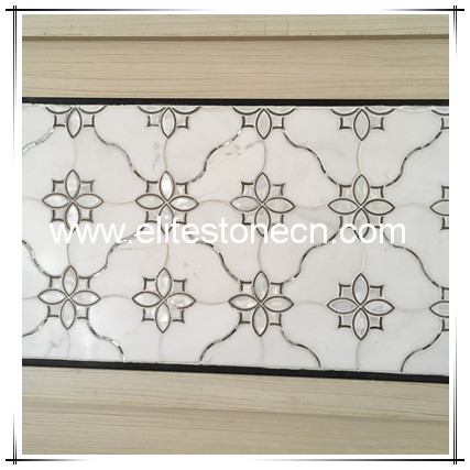 ES-W365 High quality white Shell decorative waterjet marble mosaic