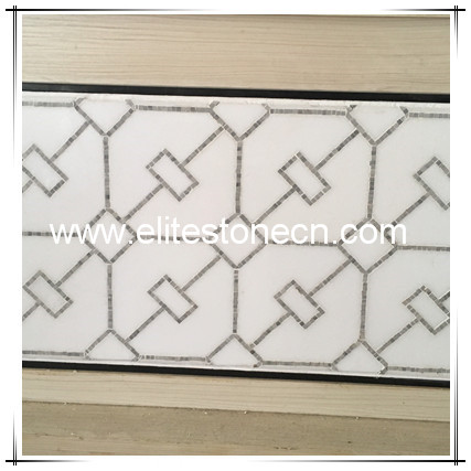 ES-W366 Pure White Thassos White Dolomite Marble Waterjet Mosaic Floor Tiles