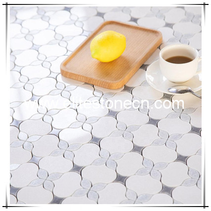 ES-W96 Flower design water jet marble wall tile mosaic