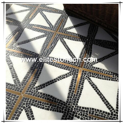 ES-W367 cheap black and white bathroom stone wall mosaic floor medallion from china