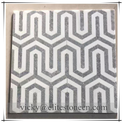 ES-W368 Custom white grey marble wall cladding bathroom mosaic