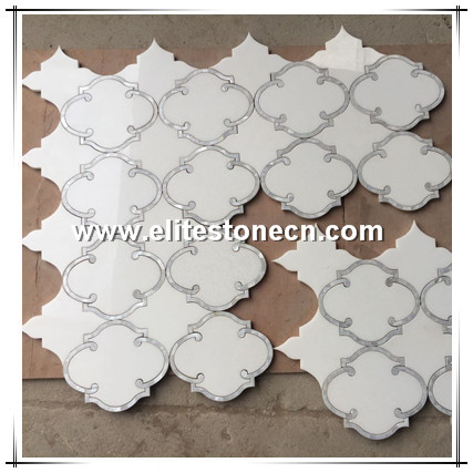 ES-W63 White Thassos waterjet mosaic marble mix shell decorative light pearl shell mosaic tile