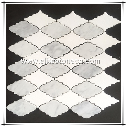 ES-W380 Natural White And Grey Carrara Marble Mosaic Tile For Kitchen