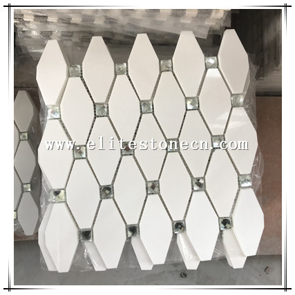 ES-T72 Polished White Thassos Hexagon Marble mosaic Tile For Bathroom