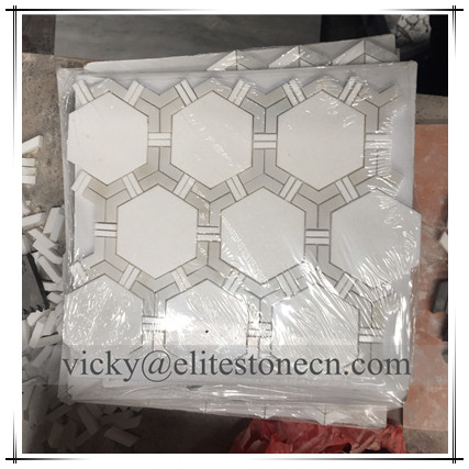 ES-W384 Background wall decoration marble 30x30 hexagon marble mosaic