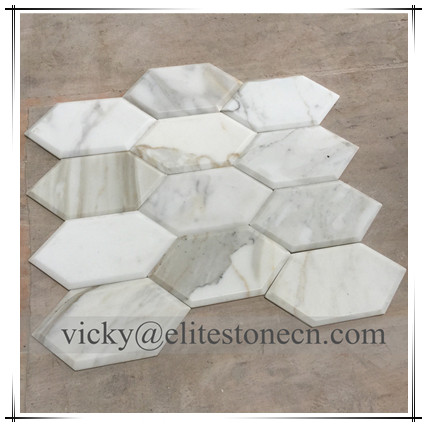 ES-G48 Calacatta Gold White Hexagon Tile Mosaic From China Factory