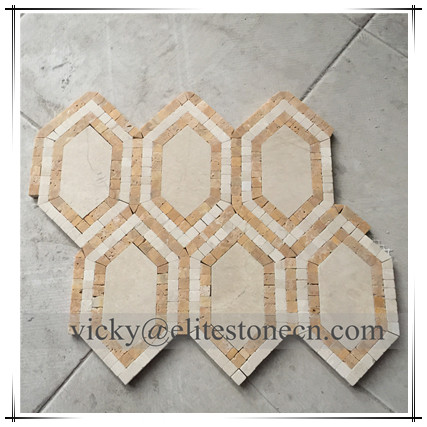 ES-W386 Beige bathroom kitchen background wall hexagon marble mosaic
