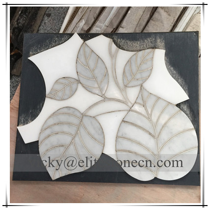 ES-W387 Natural leaf shape mosaic tile polished marble mosaic wall mosaic tile